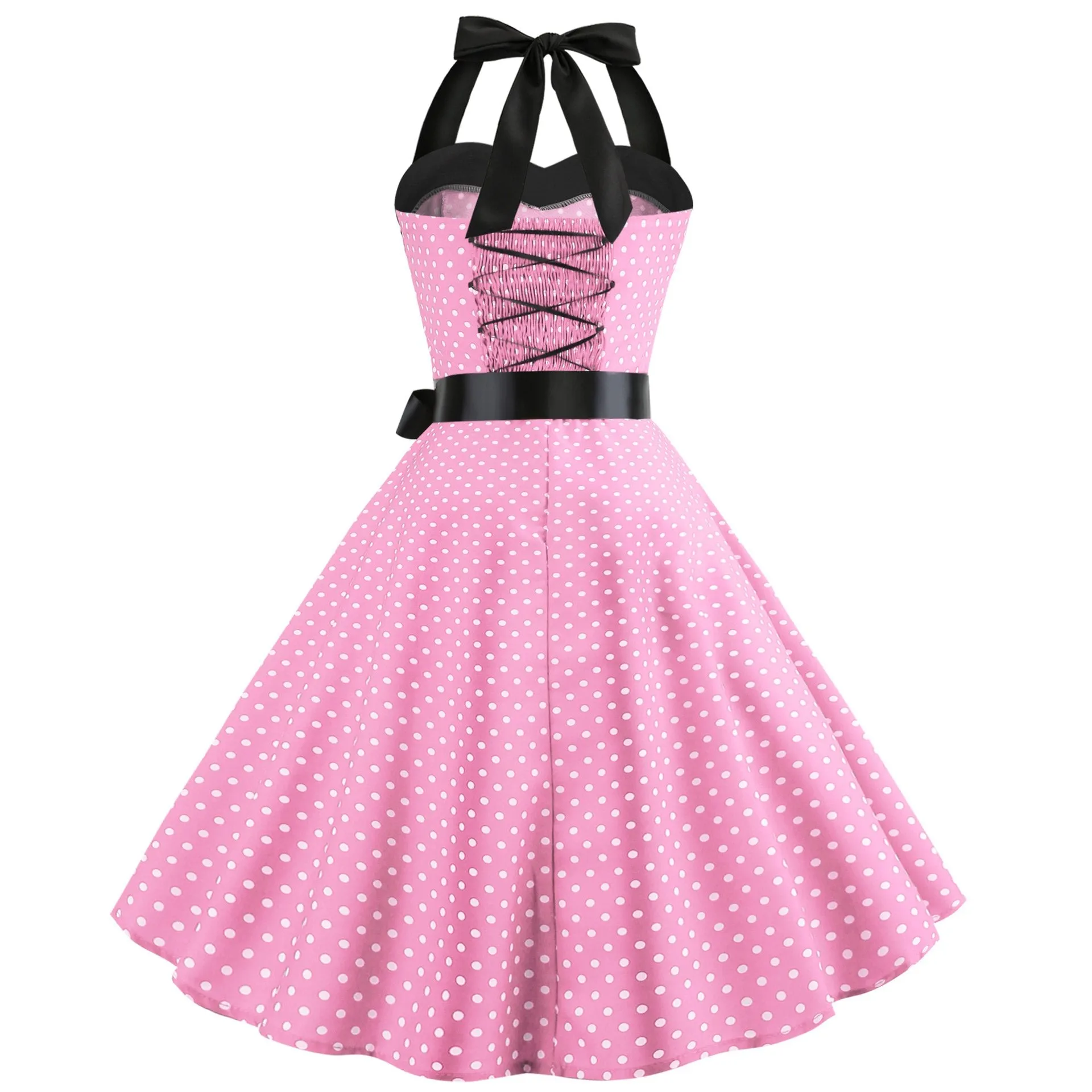Summer Halter Dot Print Strapless Retro Dresses