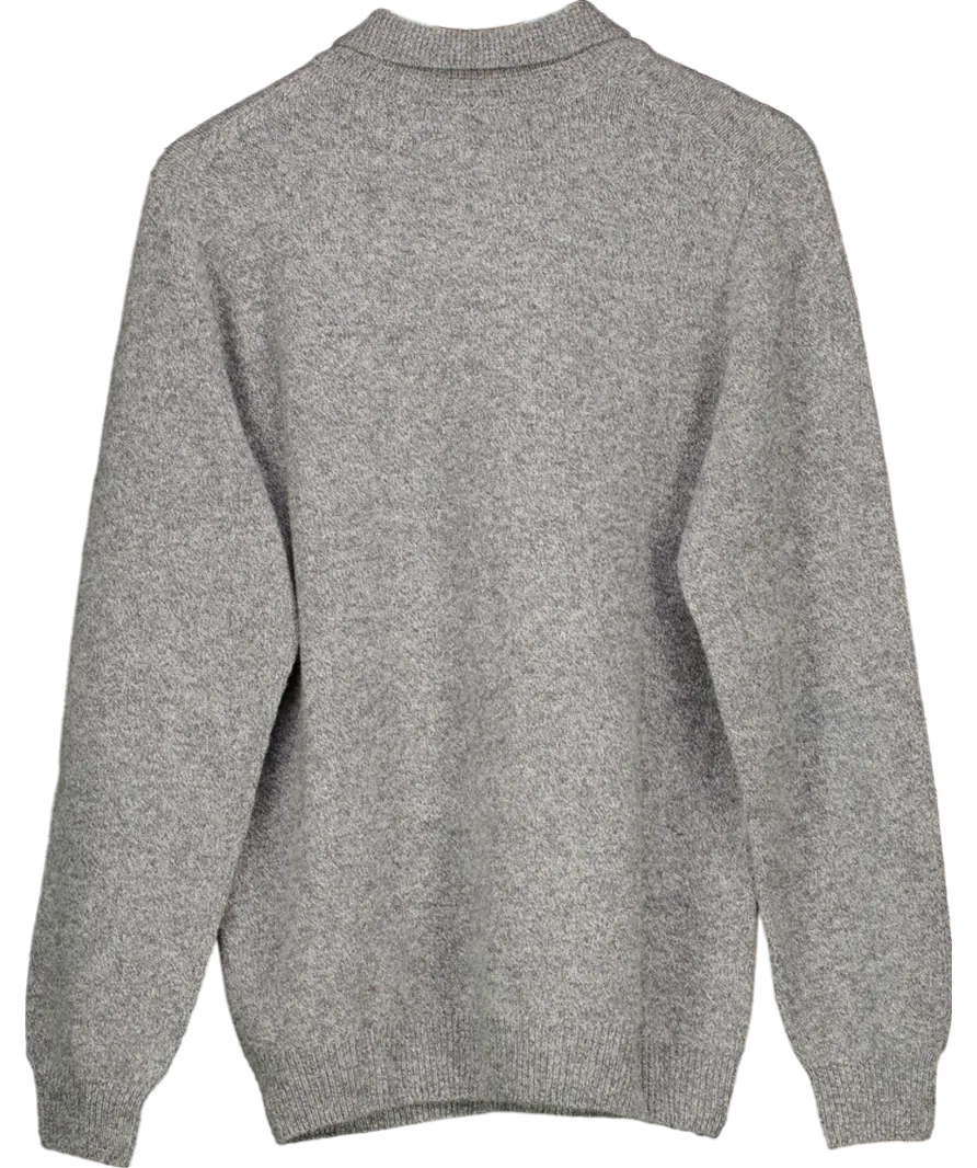 Sunspel Grey Extra‑fine wool Polo Shirt UK M
