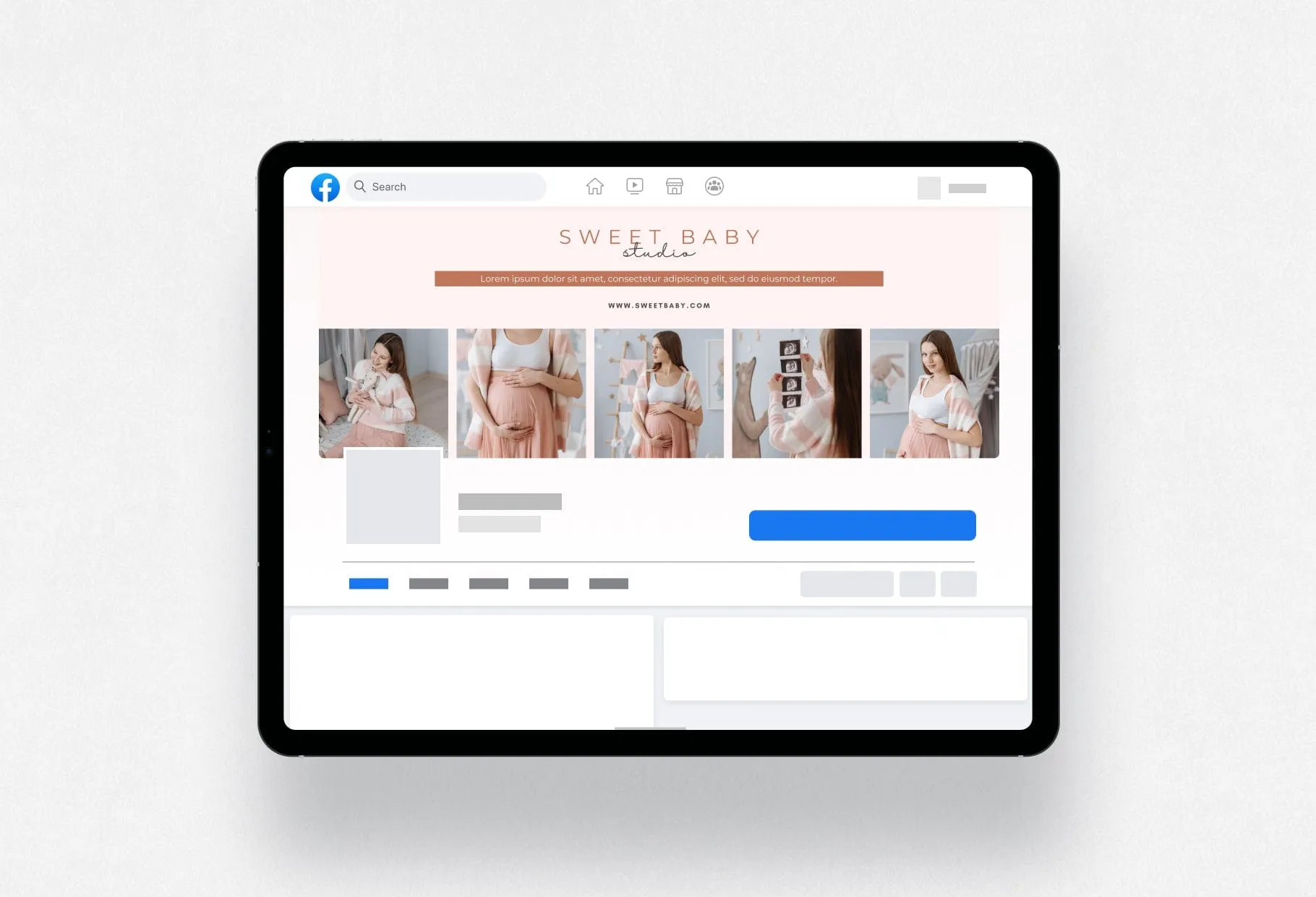 Sweet Baby Studio Facebook Cover for Photographers Editable Canva Template
