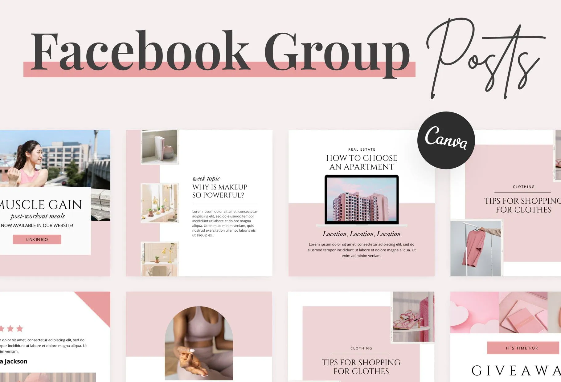 Sweet Pink Facebook Group Posts Templates