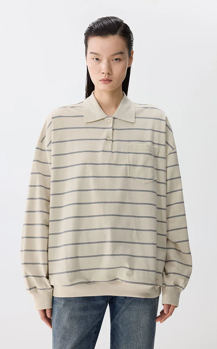 T-shirt / JNBY Striped Cotton Long-Sleeve Polo