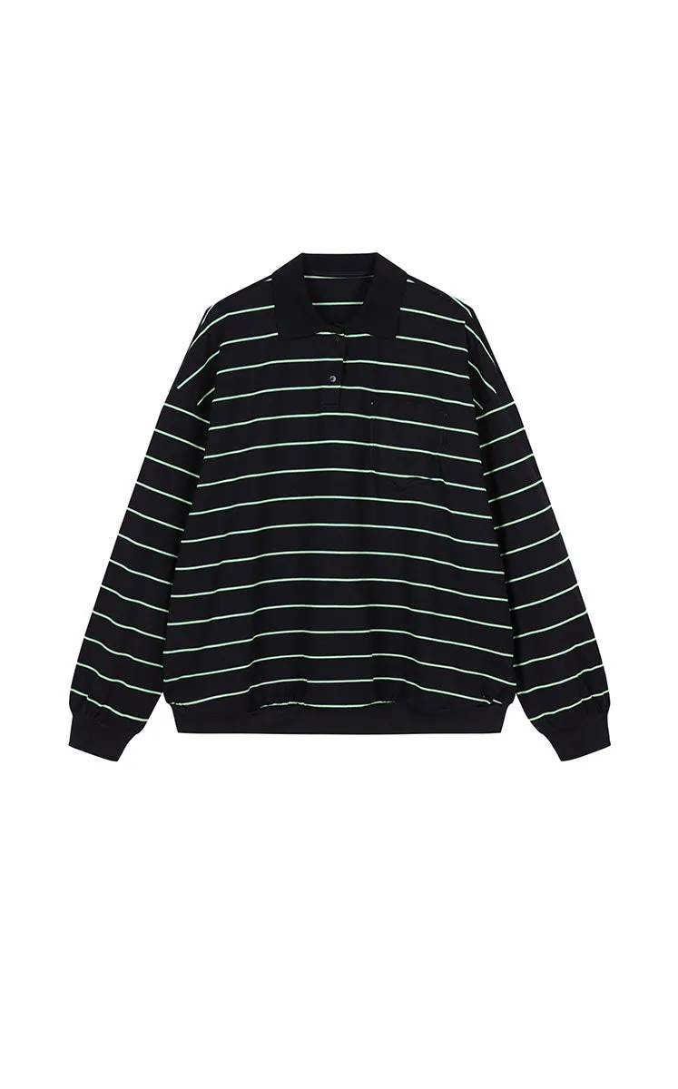 T-shirt / JNBY Striped Cotton Long-Sleeve Polo