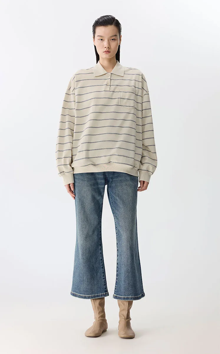 T-shirt / JNBY Striped Cotton Long-Sleeve Polo