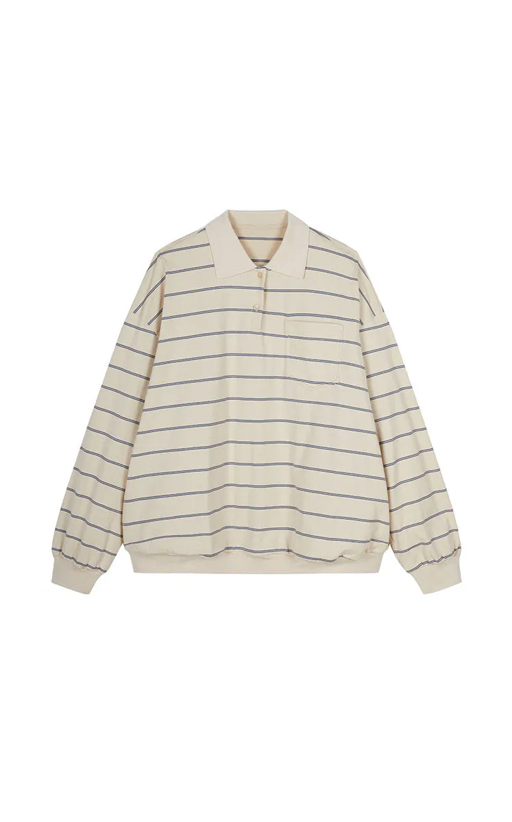 T-shirt / JNBY Striped Cotton Long-Sleeve Polo