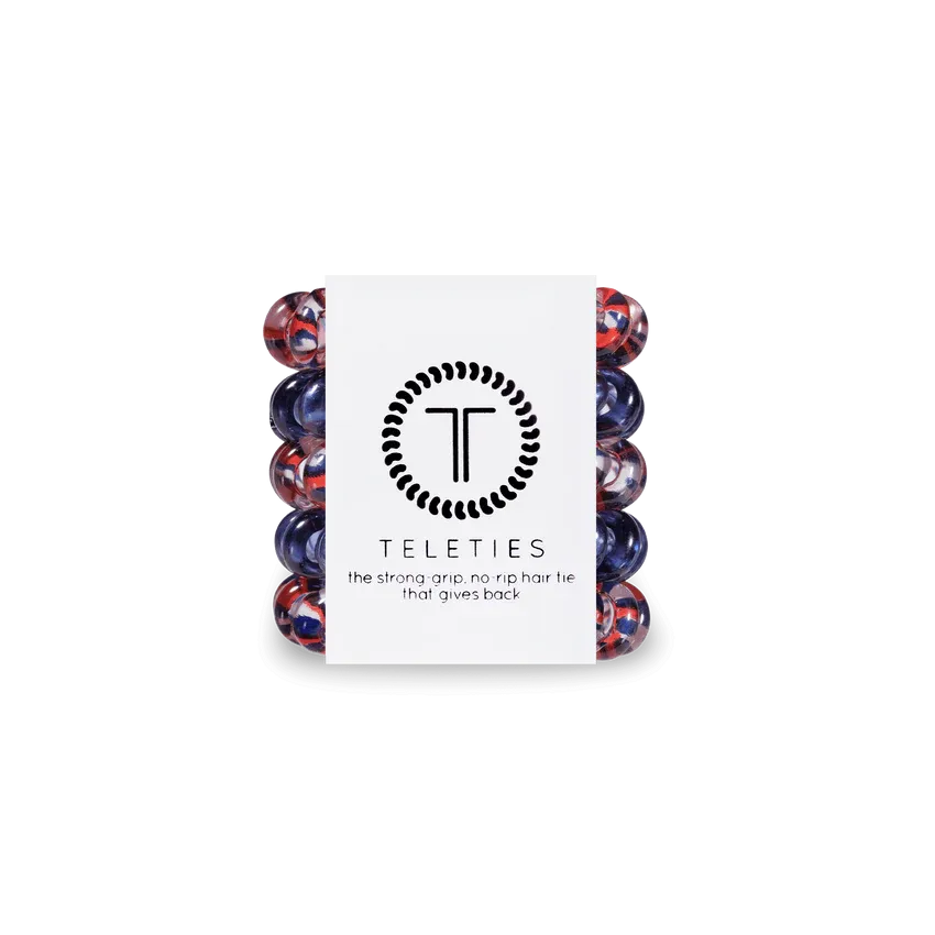 Teleties Hair Tie - Tiny Band Pack of 5 - Red White and Leopard