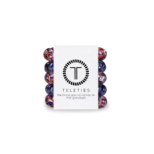 Teleties Hair Tie - Tiny Band Pack of 5 - Red White and Leopard