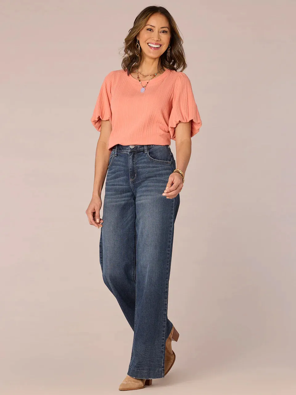 The Juliet Short Blouson Puff Sleeve Knit Top