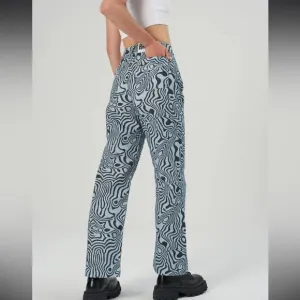 The Ragged Priest Blue Black Marble 100% Cotton High Waisted Trippy Jean NWT 30