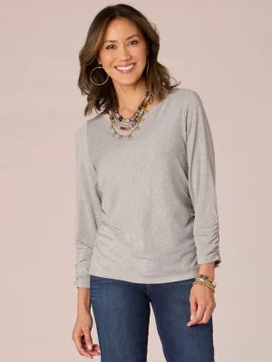 The Sasha 3/4 Sleeve Ruched Side Knit Top