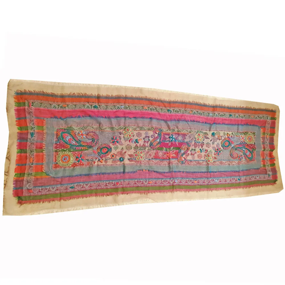 Three Layered Handspun Design Embroidered Table Runner and Stole