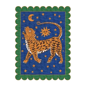 Tibetan Tiger Starry Night Scallop Hand Tufted Wool Rug