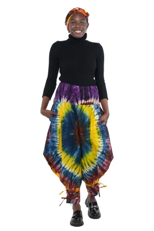 Tie & Dye Smoked Harem Pants With Ties
