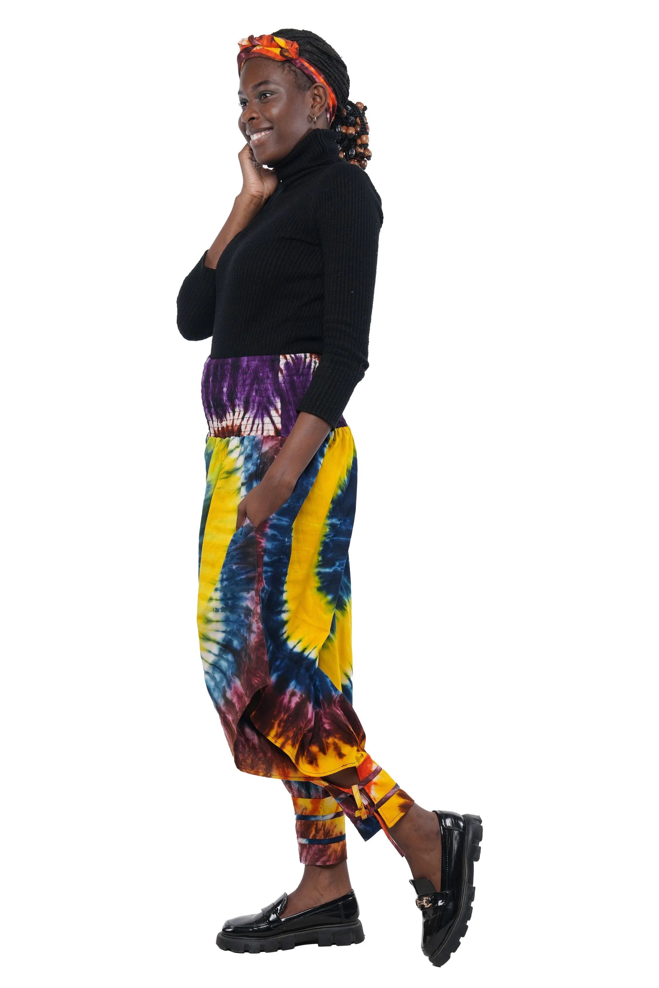 Tie & Dye Smoked Harem Pants With Ties