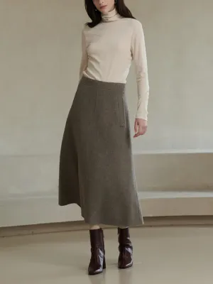 Top Stitch Midi Skirt Mocha