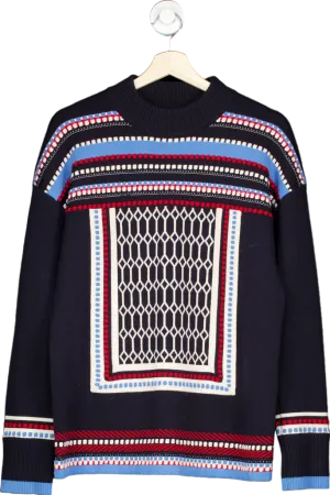 Tory Burch Black & Multi-Stripe Knit Jumper Size M
