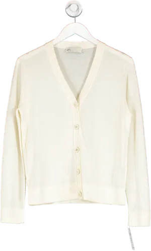 Tory Burch Cream 'simone' Wool And Silk Cardigan Neutral UK M