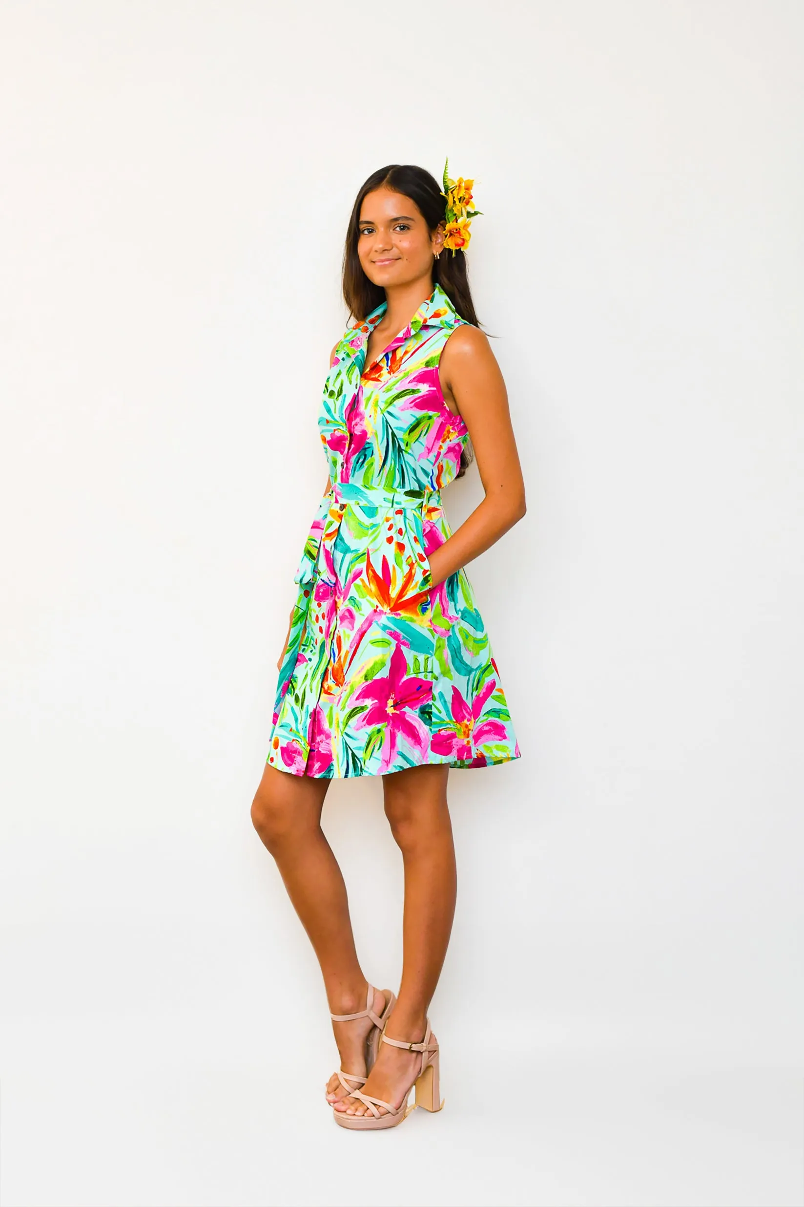 Tropicana - Sleeveless Shirt Dress