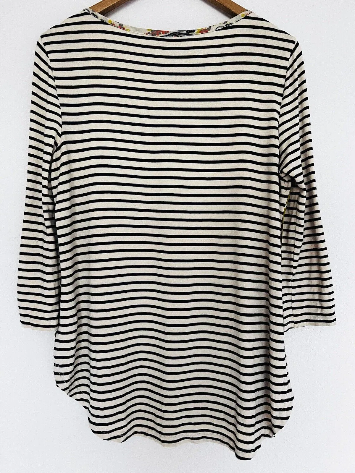 TRU LUX JEANS Mixed Print Tunic Sz S Striped Polka Dot Pockets Ruffle Top