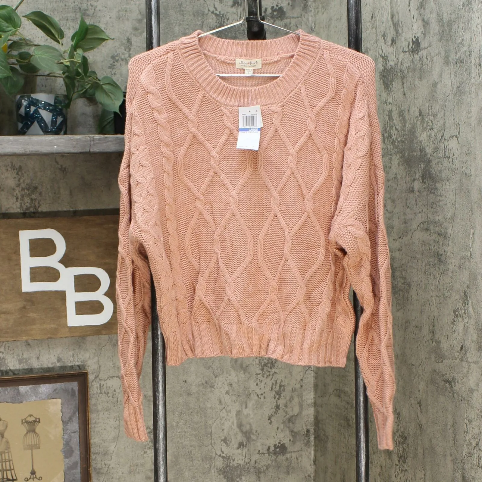 Ultra Flirt Women's Junior Fit Cable Knit Sweater