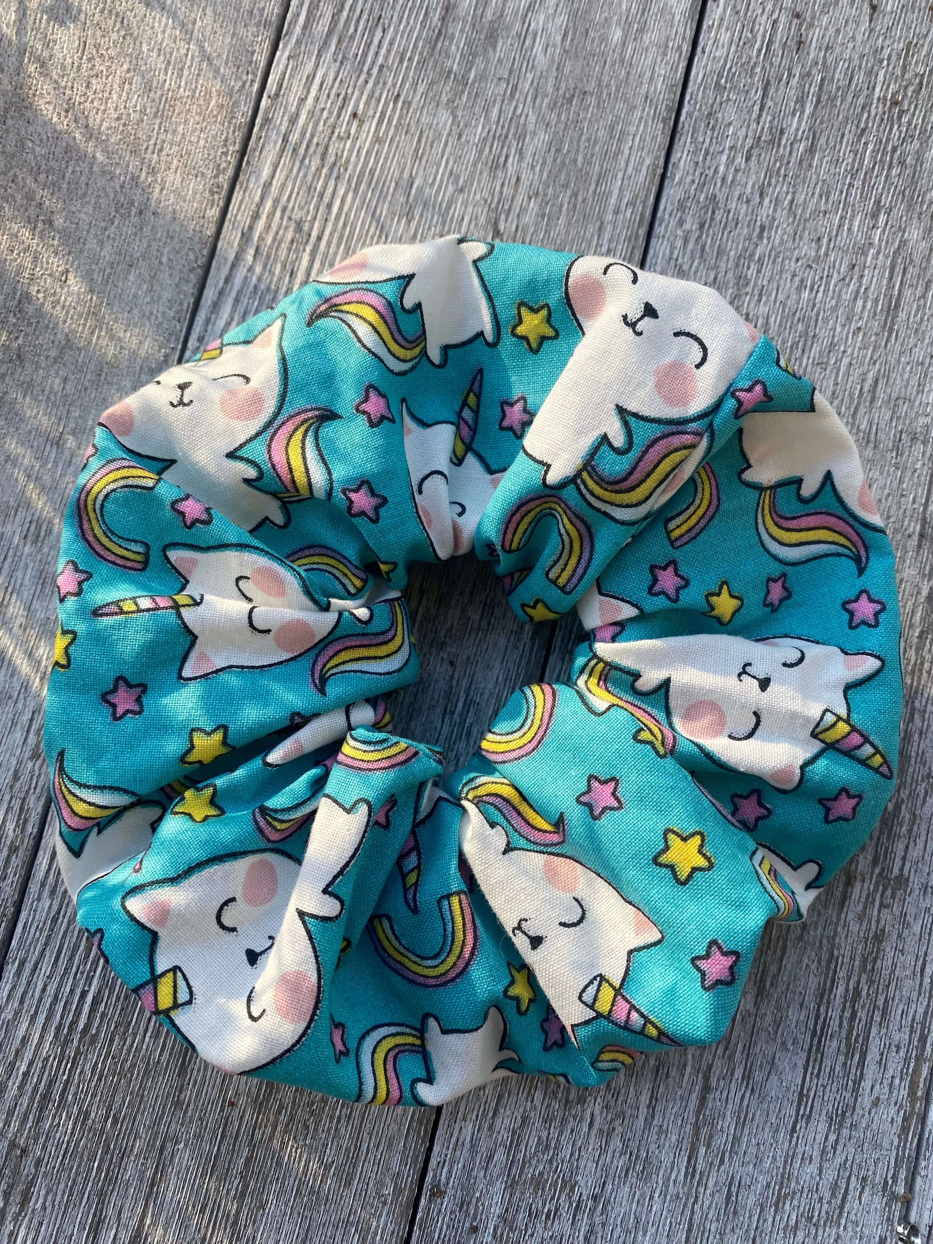 Unicorn Kitty Cat Scrunchie Unicorn Kitty Hair Tie Gift 
