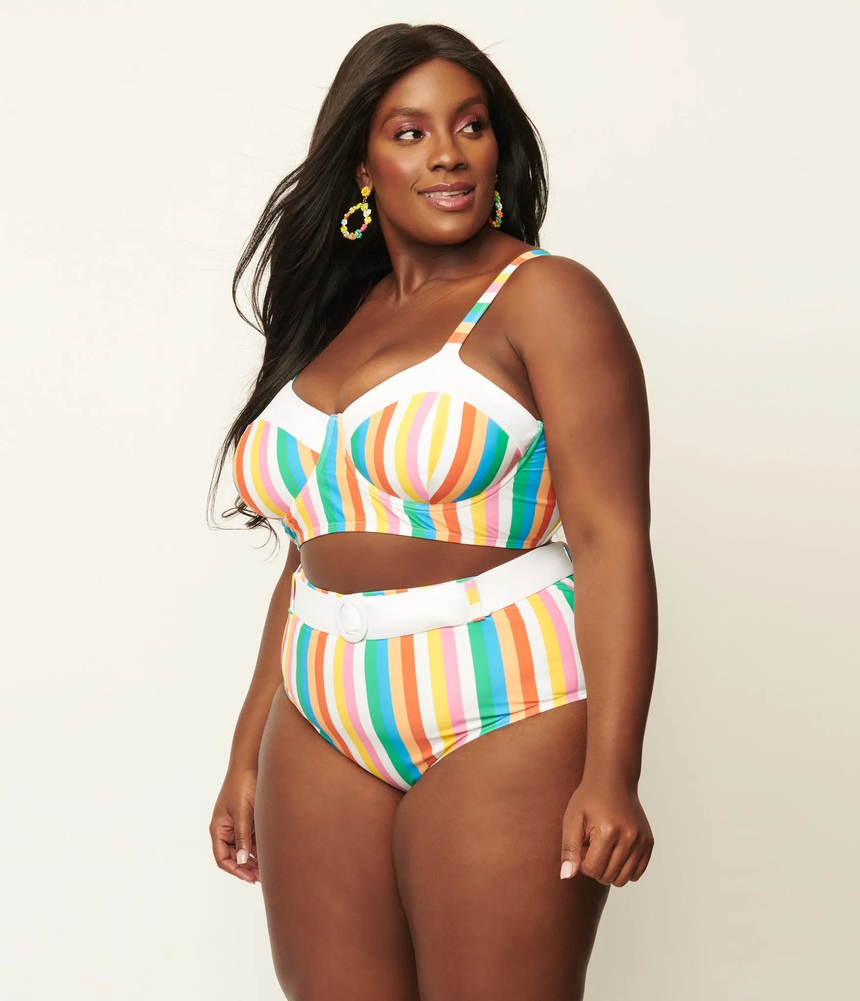 Unique Vintage Marlene Swim Top Rainbow Pride Stripes