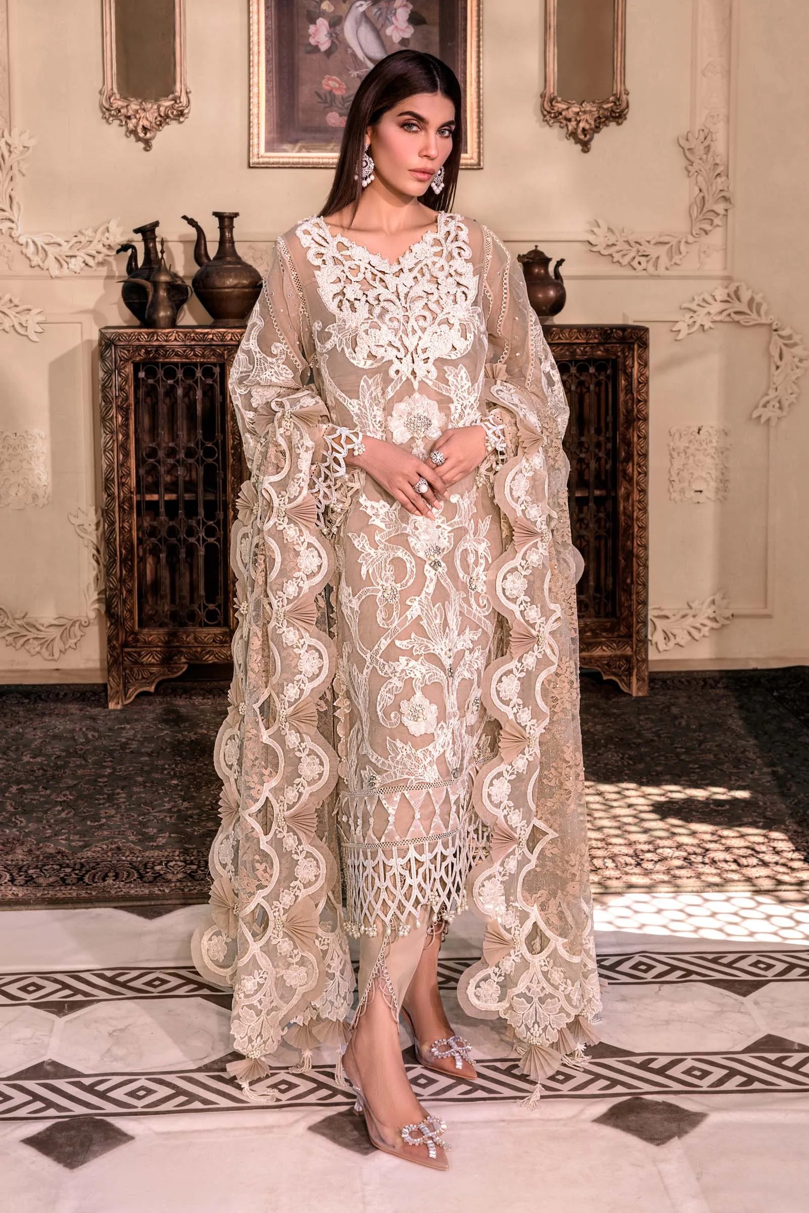 Unstitched MBROIDERED - Pink BD-2608 | Maria B Mbroidered Heritage Luxury Edition 2023 | Unstitched Embroidered Organza Suits