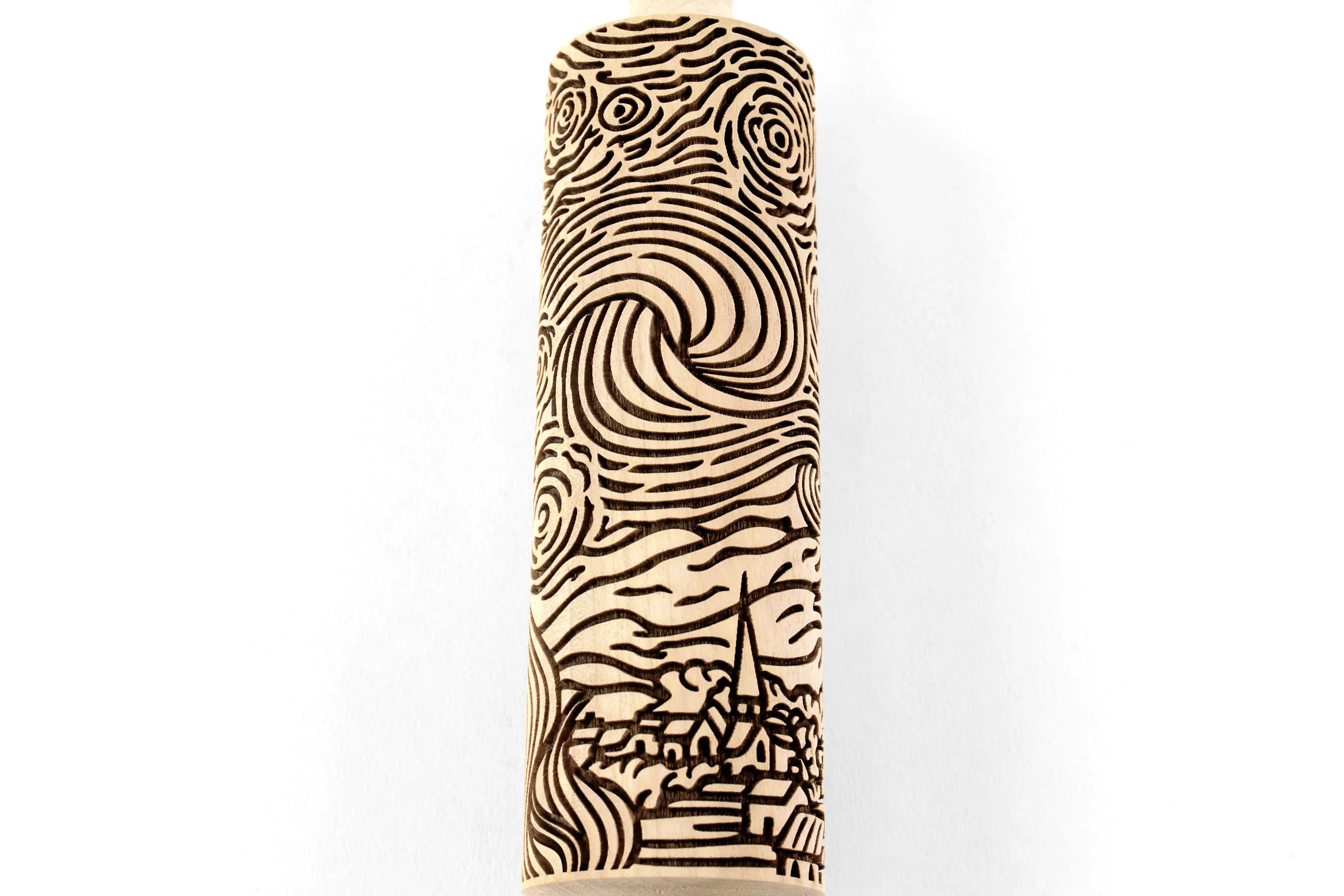 Van Gogh Starry Night  Rolling Pin Embossed  for Clay, Ceramics, Cookie Stamp, Clay Mold Pottery Tool, Shortbread, Clay Roller, Christmas Gift