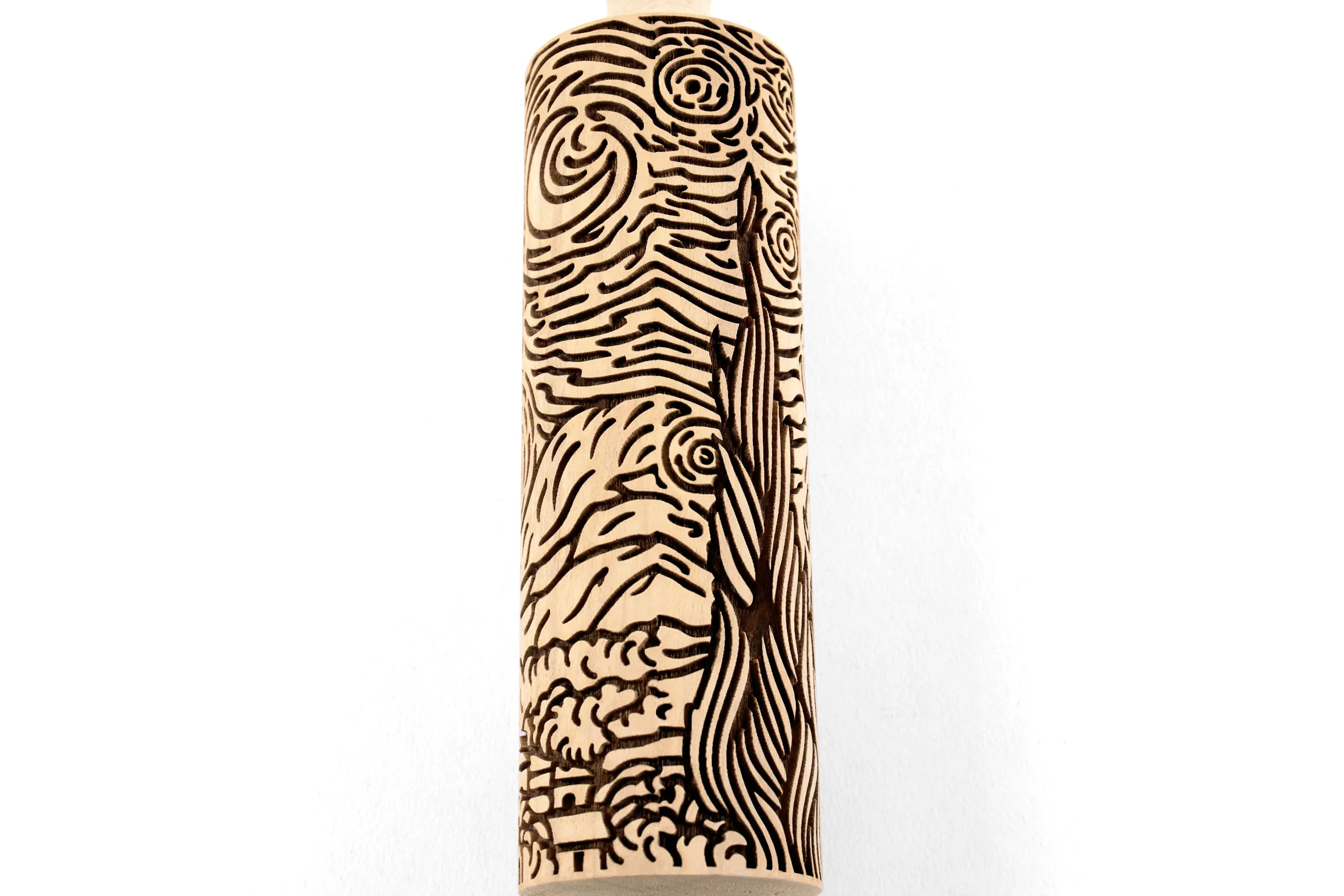 Van Gogh Starry Night  Rolling Pin Embossed  for Clay, Ceramics, Cookie Stamp, Clay Mold Pottery Tool, Shortbread, Clay Roller, Christmas Gift