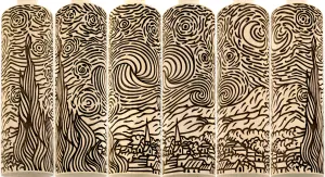 Van Gogh Starry Night  Rolling Pin Embossed  for Clay, Ceramics, Cookie Stamp, Clay Mold Pottery Tool, Shortbread, Clay Roller, Christmas Gift