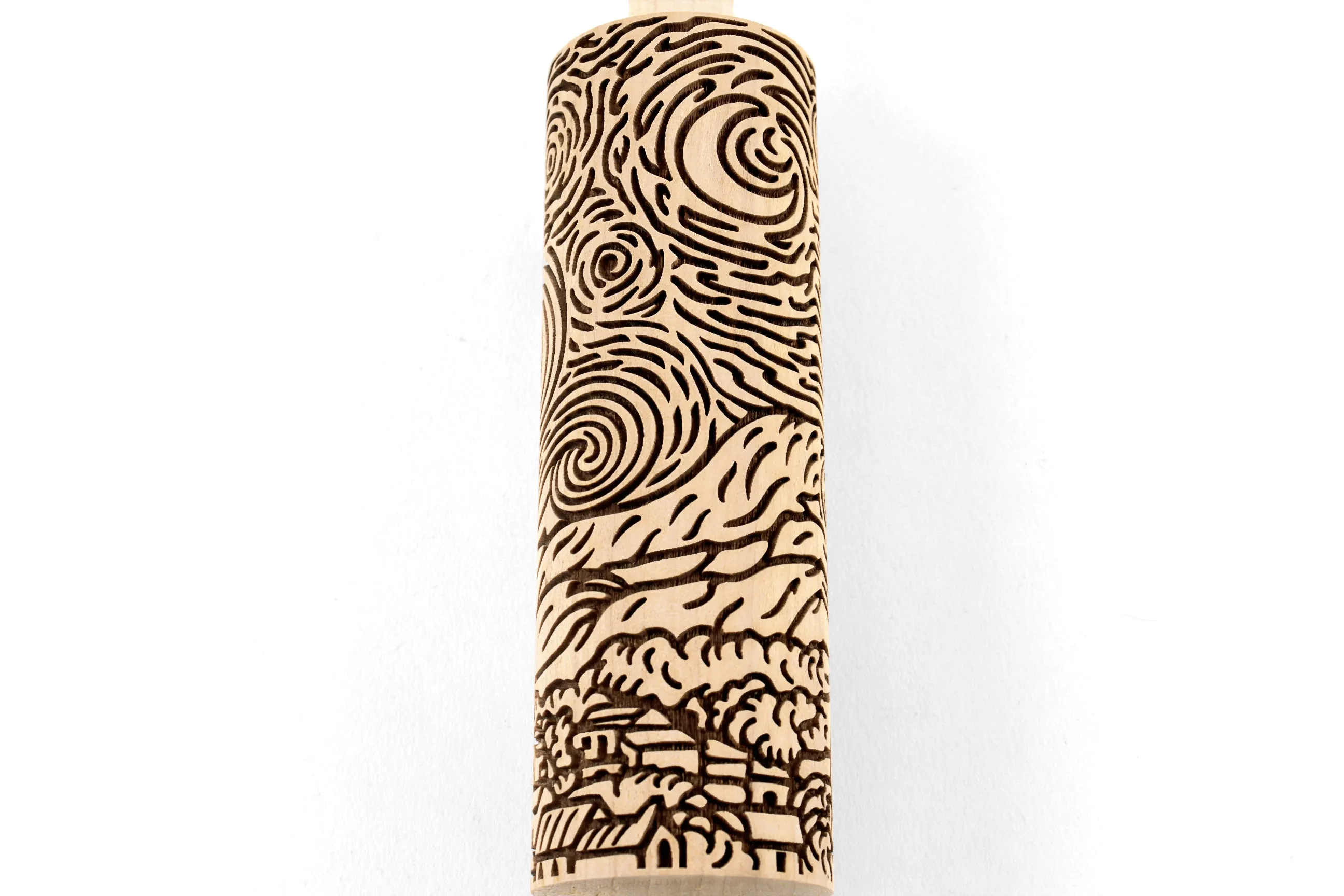 Van Gogh Starry Night  Rolling Pin Embossed  for Clay, Ceramics, Cookie Stamp, Clay Mold Pottery Tool, Shortbread, Clay Roller, Christmas Gift