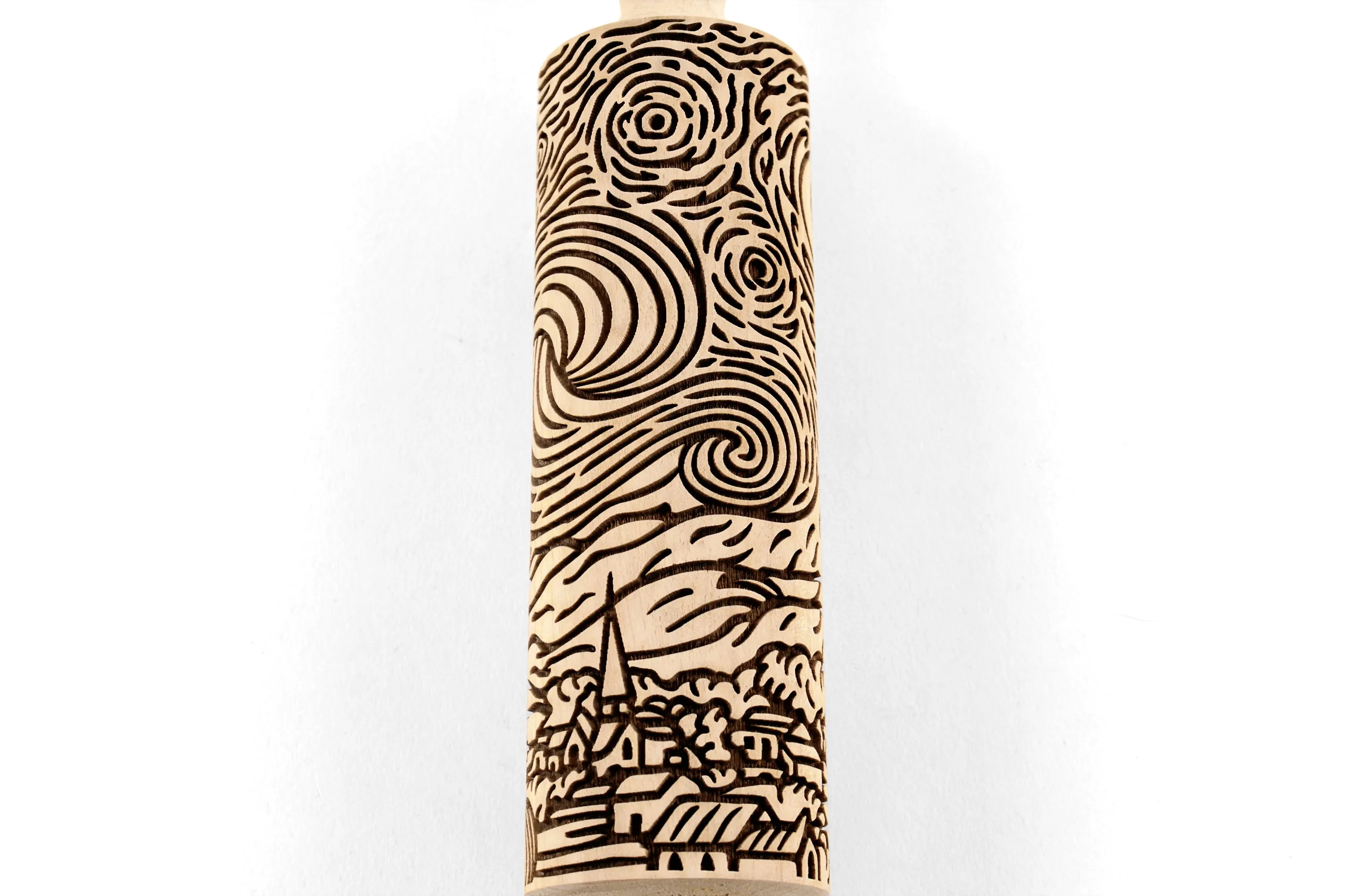 Van Gogh Starry Night  Rolling Pin Embossed  for Clay, Ceramics, Cookie Stamp, Clay Mold Pottery Tool, Shortbread, Clay Roller, Christmas Gift