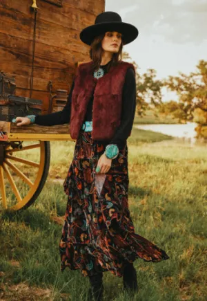 Velvet Print Midnight Garden Skirt by Double D Ranchwear