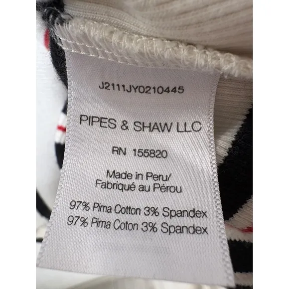 Veronica Beard Jeans Cedar Striped Puff Sleeve Turtleneck Top Knit Pullover Sz S