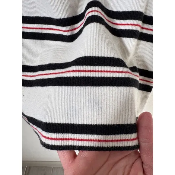 Veronica Beard Jeans Cedar Striped Puff Sleeve Turtleneck Top Knit Pullover Sz S