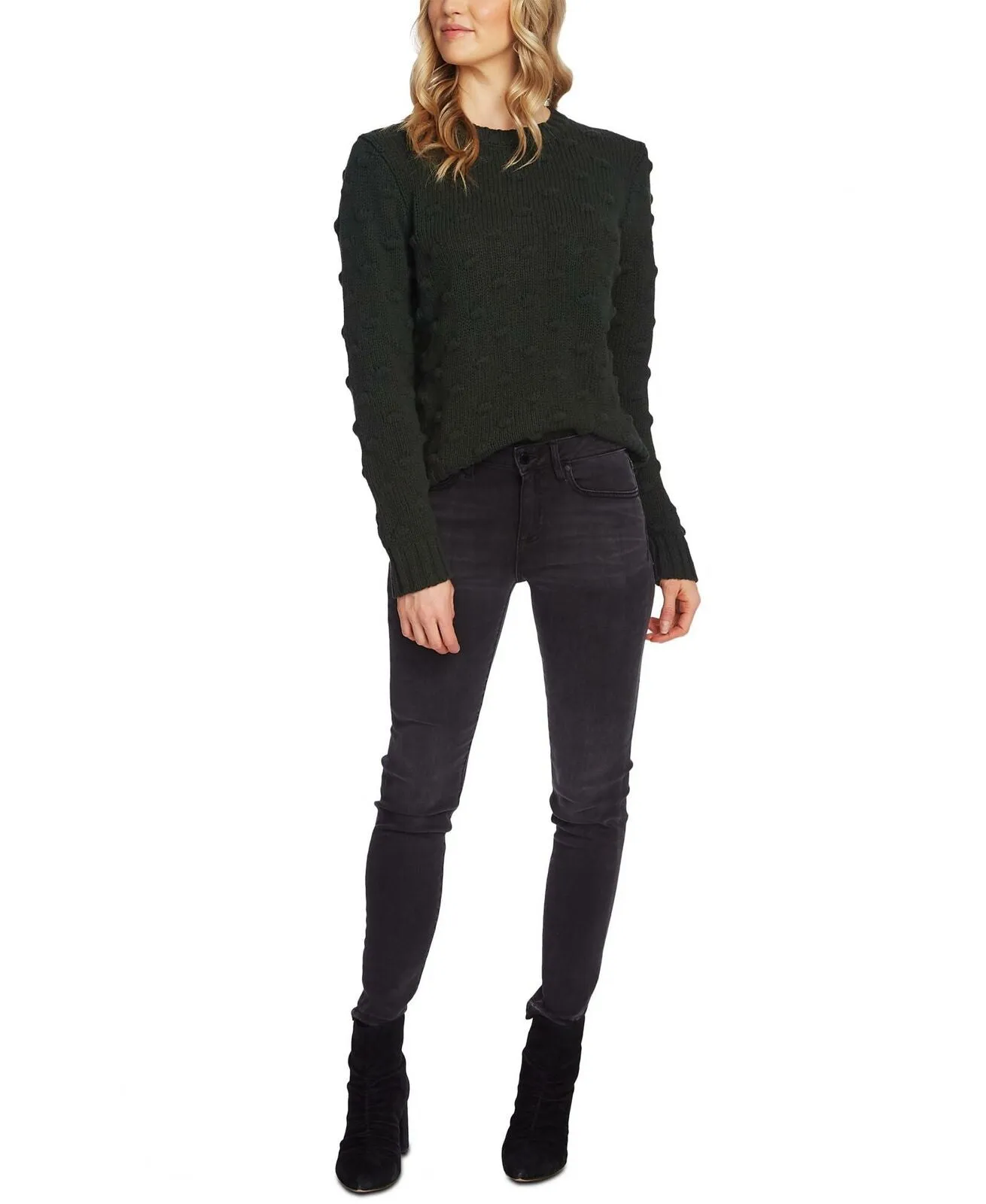 Vince Camuto Petite All Cotton Popcorn Knit Chunky Sweater