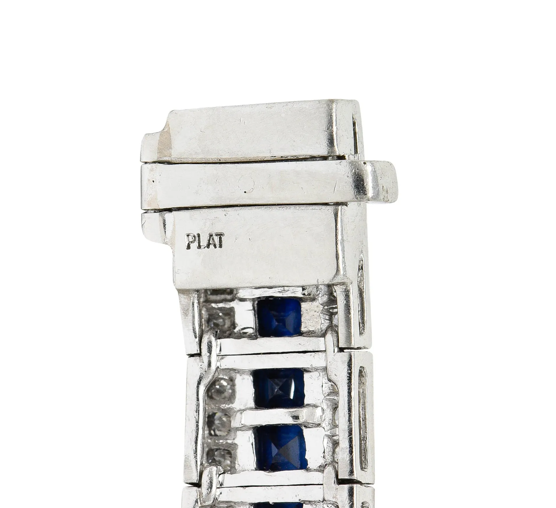 Vintage 13.55 CTW Sapphire Diamond Platinum Line Bracelet