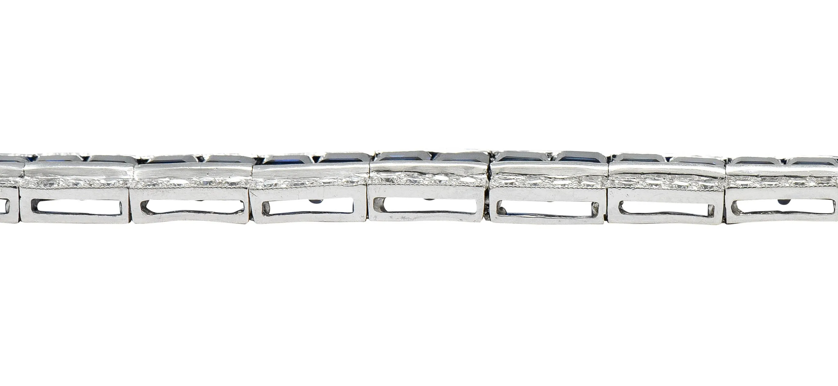 Vintage 13.55 CTW Sapphire Diamond Platinum Line Bracelet