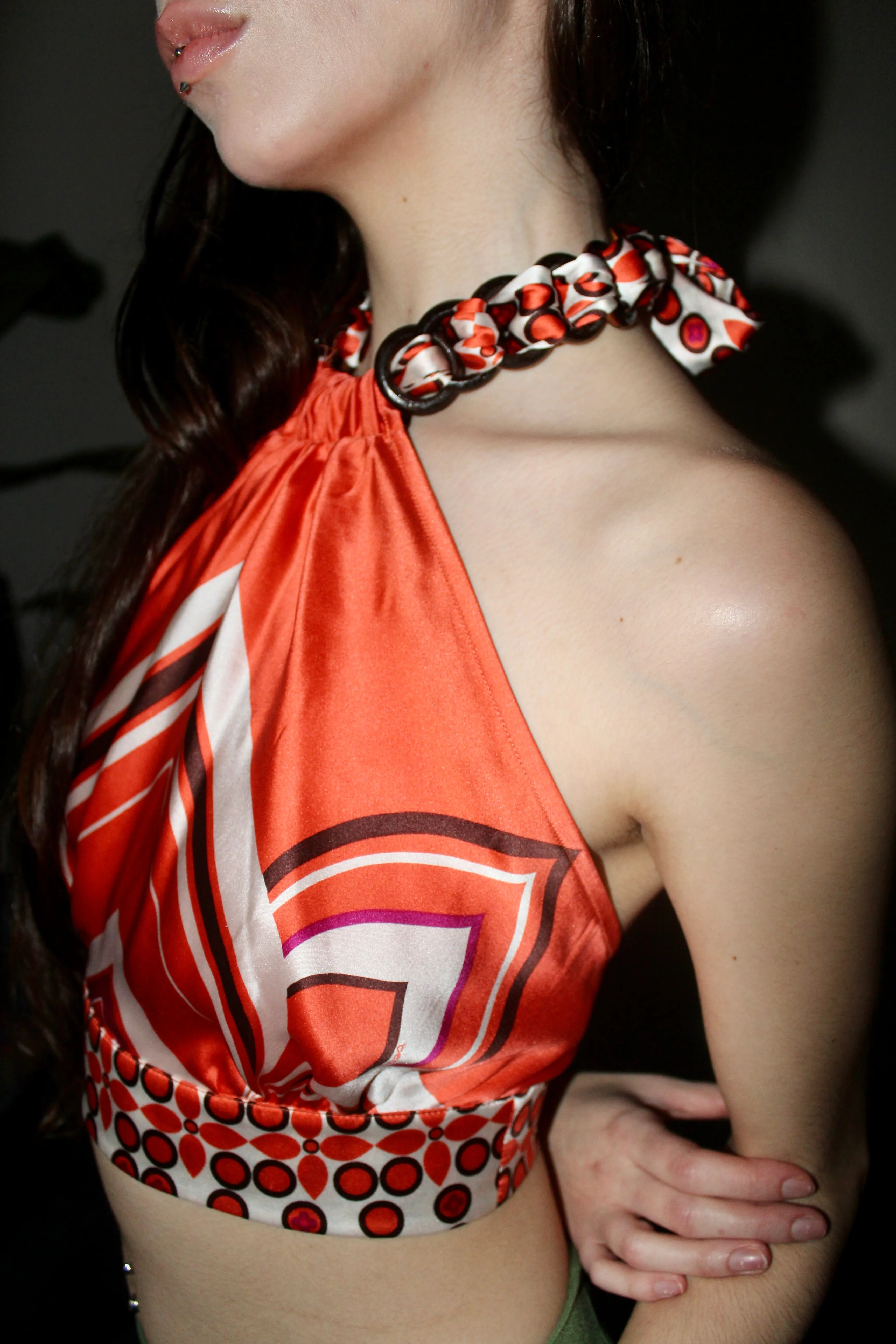 Vintage BEBE Silk Cropped Halter (S)