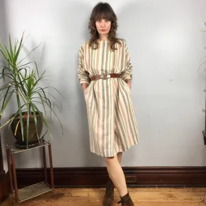 Vintage retro ILSE M Striped dress // size medium large