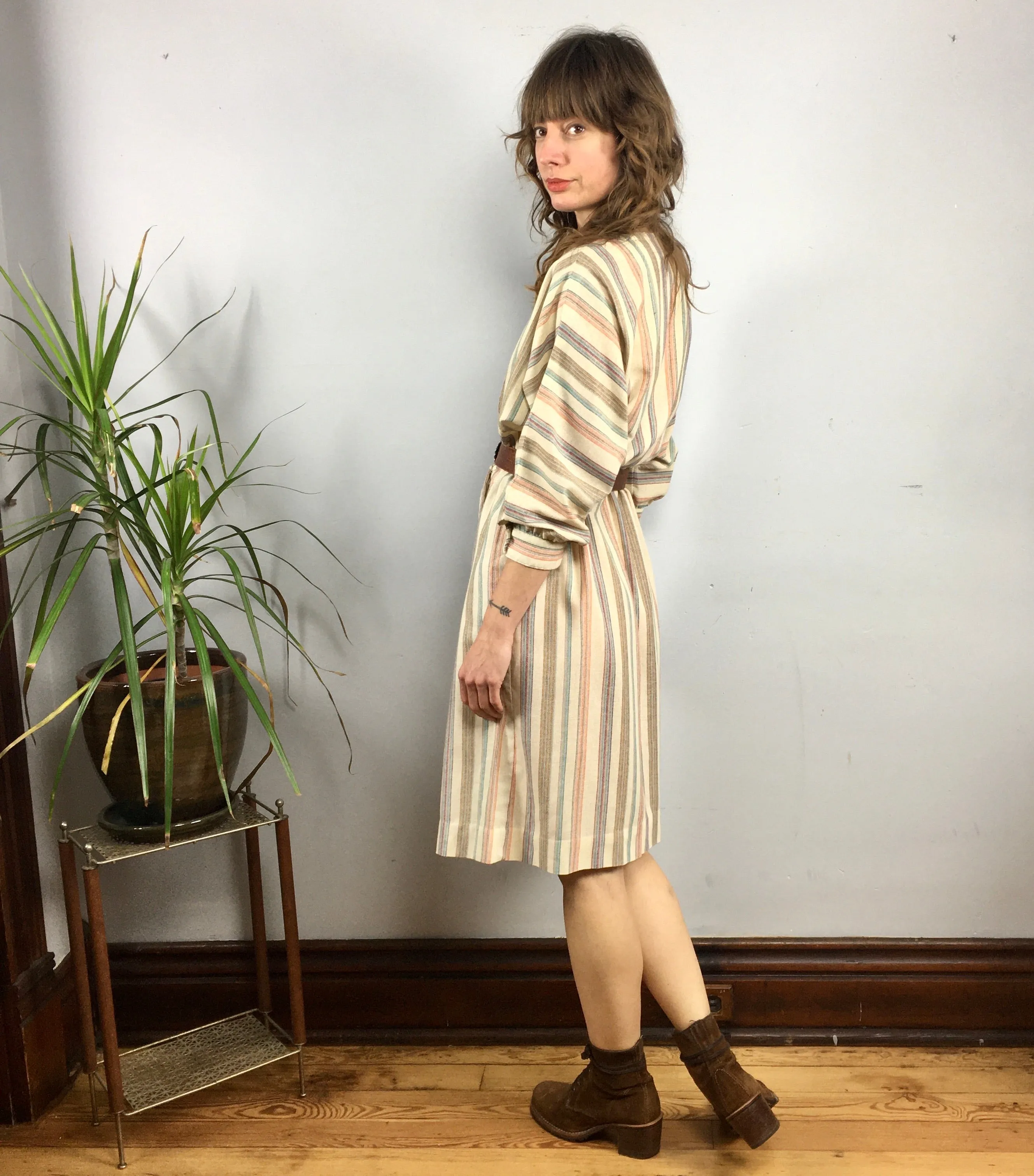 Vintage retro ILSE M Striped dress // size medium large