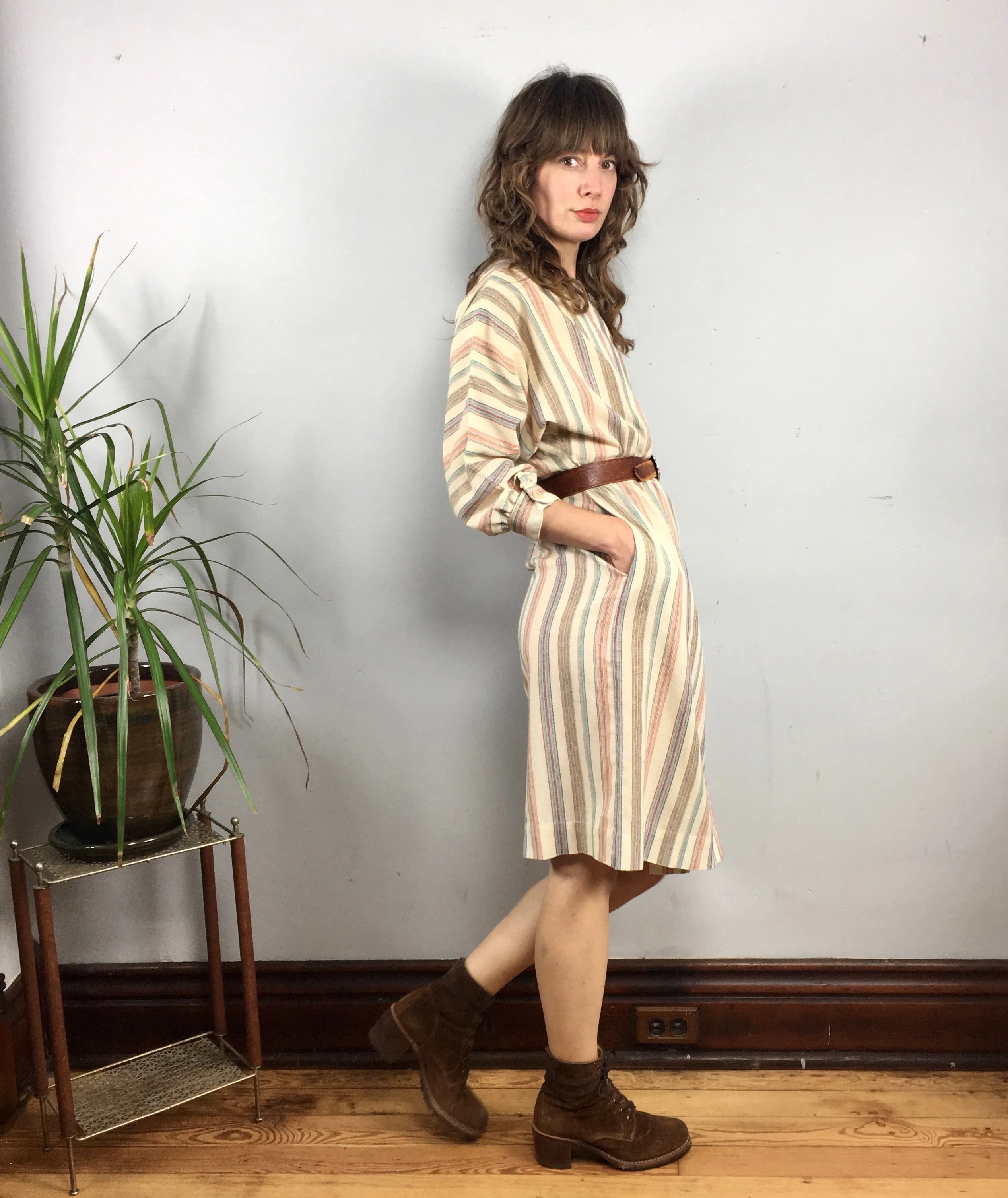 Vintage retro ILSE M Striped dress // size medium large