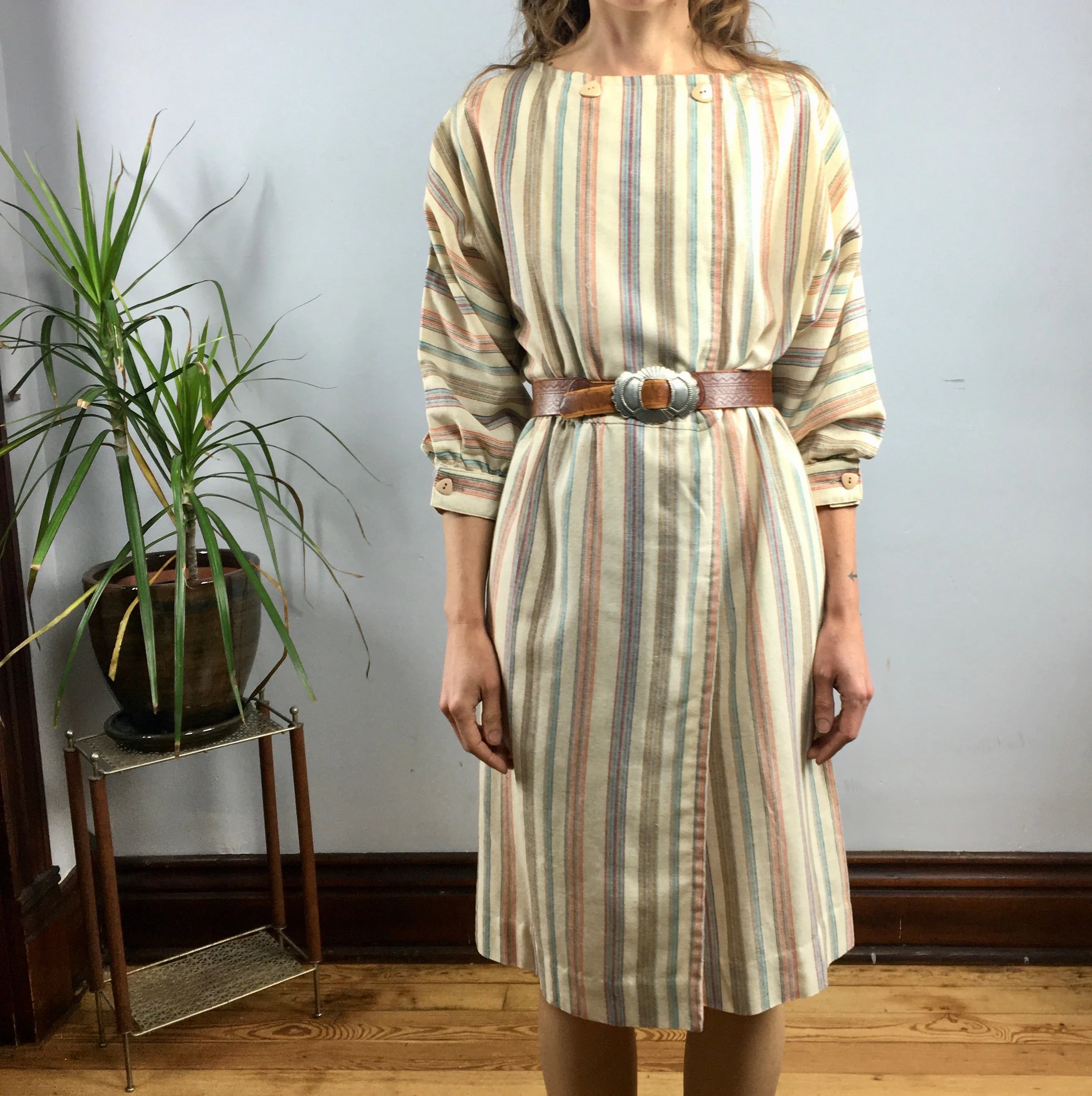 Vintage retro ILSE M Striped dress // size medium large
