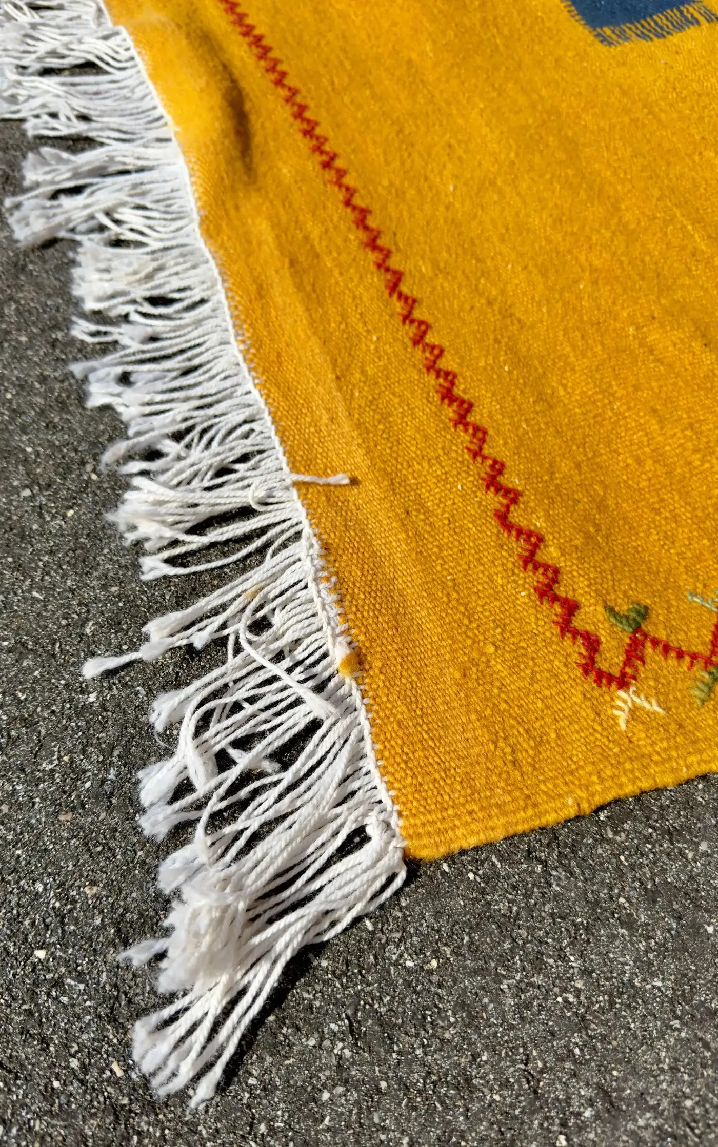 Vintage Tribal Moroccan Wool Mustard Runner Rug or Carpet