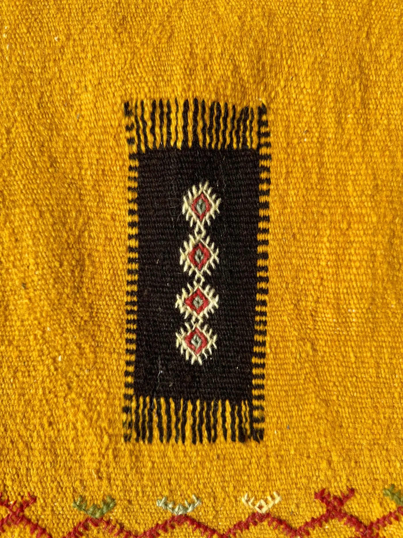 Vintage Tribal Moroccan Wool Mustard Runner Rug or Carpet