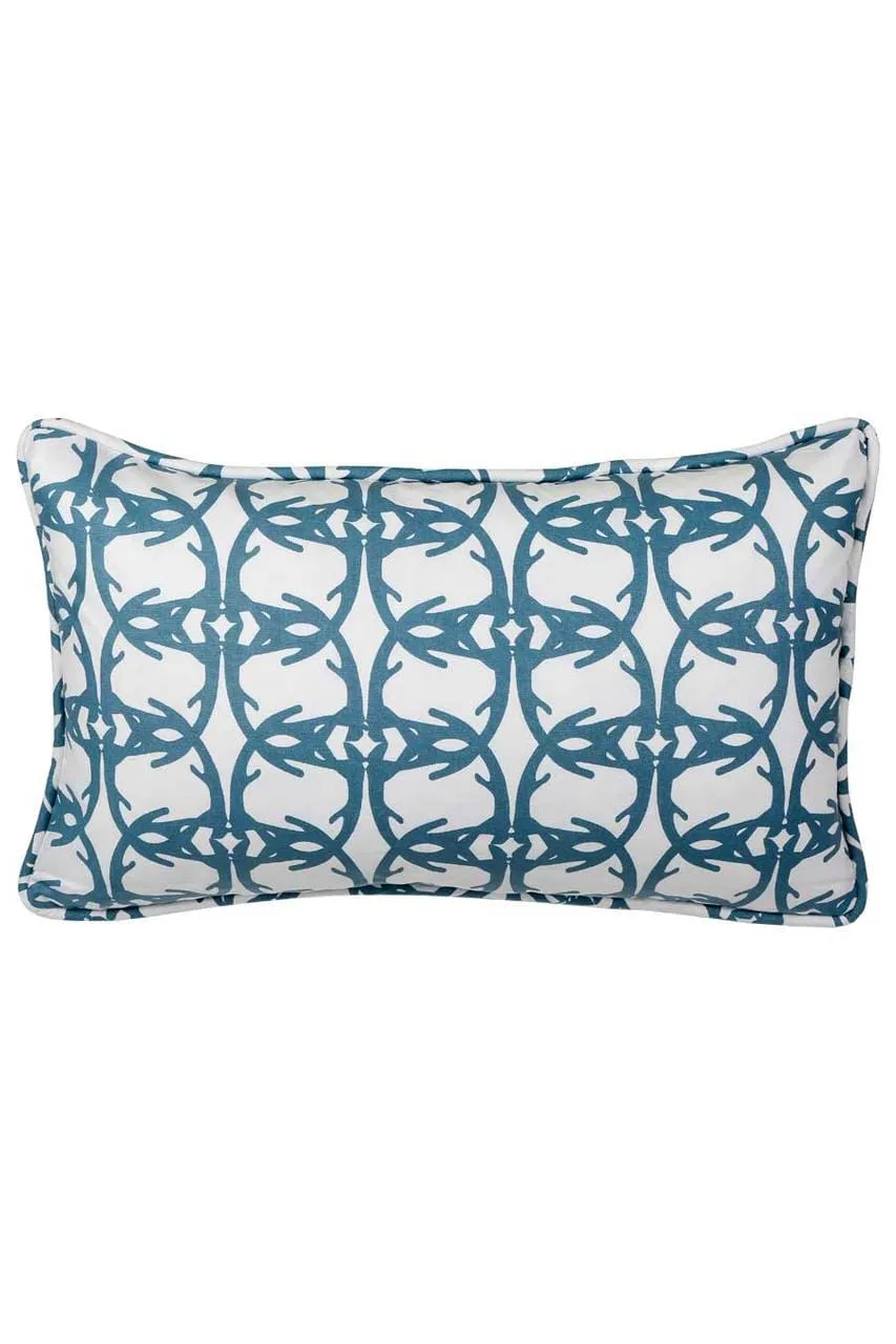 vixen midnight blue printed cloth 12" x 20" piped pillow covers
