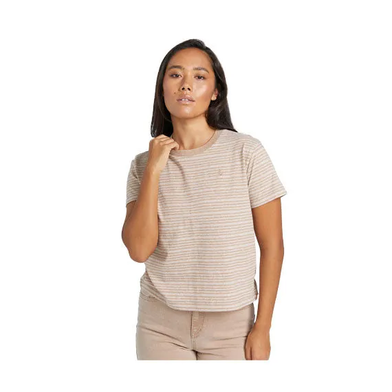 Volcom Women's Halite Stripe Short Sleeve Mocha