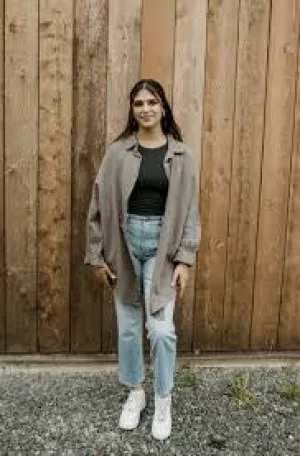 Waffled Cotton Blouse In Deep Taupe