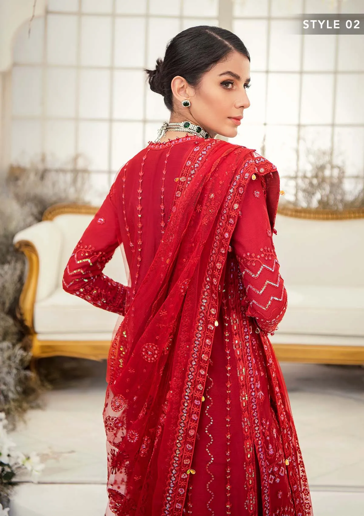Wedding Festive '22 - Look 01 |  AIK Atelier Wedding Festive Unstitched Luxury Collection 2022 | Embroidered Net Organza Suits