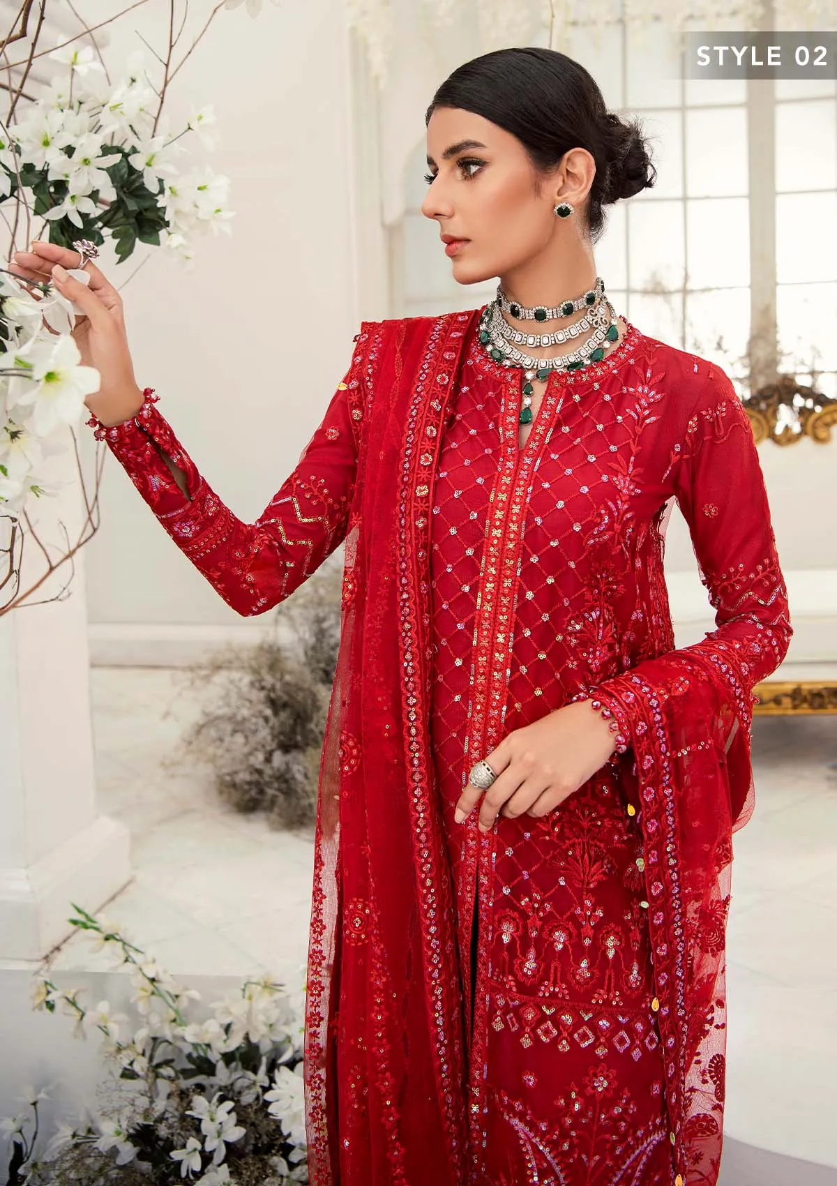 Wedding Festive '22 - Look 01 |  AIK Atelier Wedding Festive Unstitched Luxury Collection 2022 | Embroidered Net Organza Suits