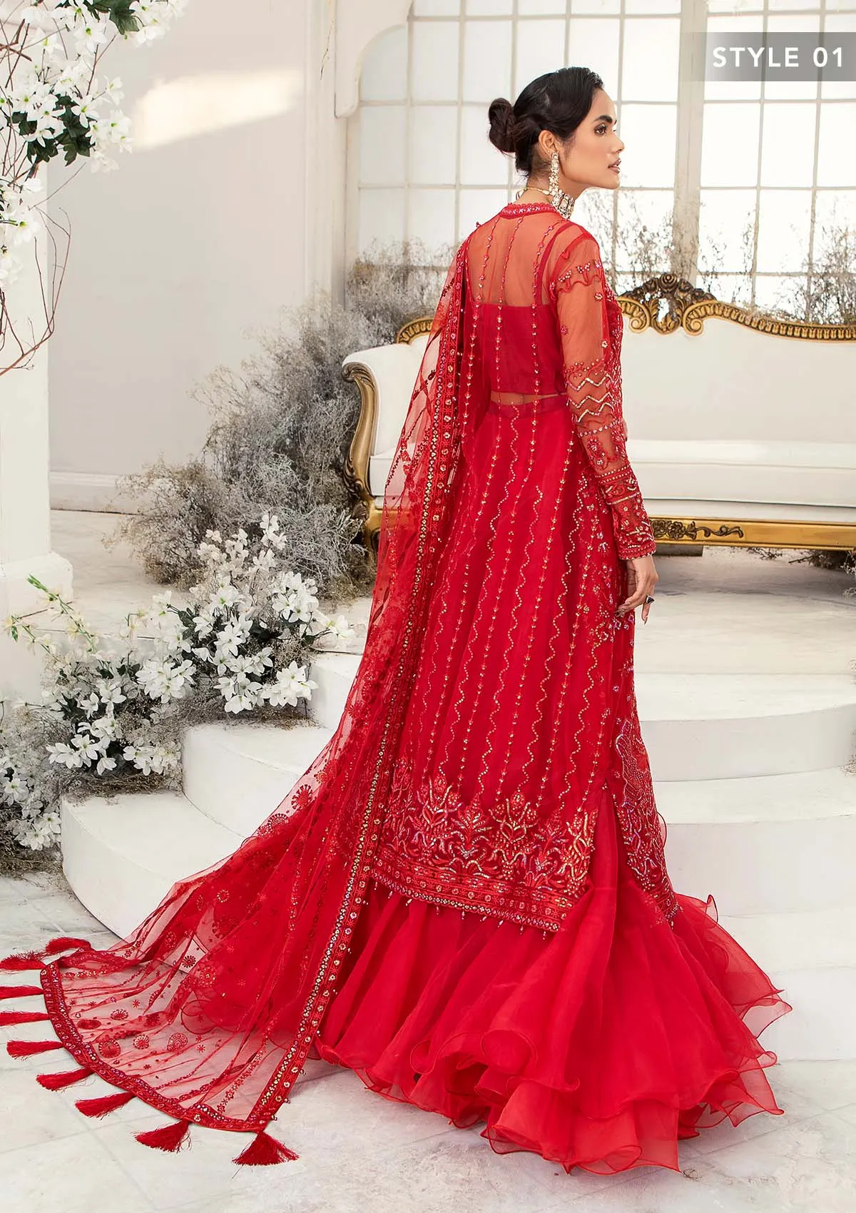 Wedding Festive '22 - Look 01 |  AIK Atelier Wedding Festive Unstitched Luxury Collection 2022 | Embroidered Net Organza Suits